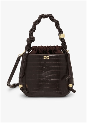 A6697 Ganni bou croco bucket bag Chocolate Fondant Ganni 